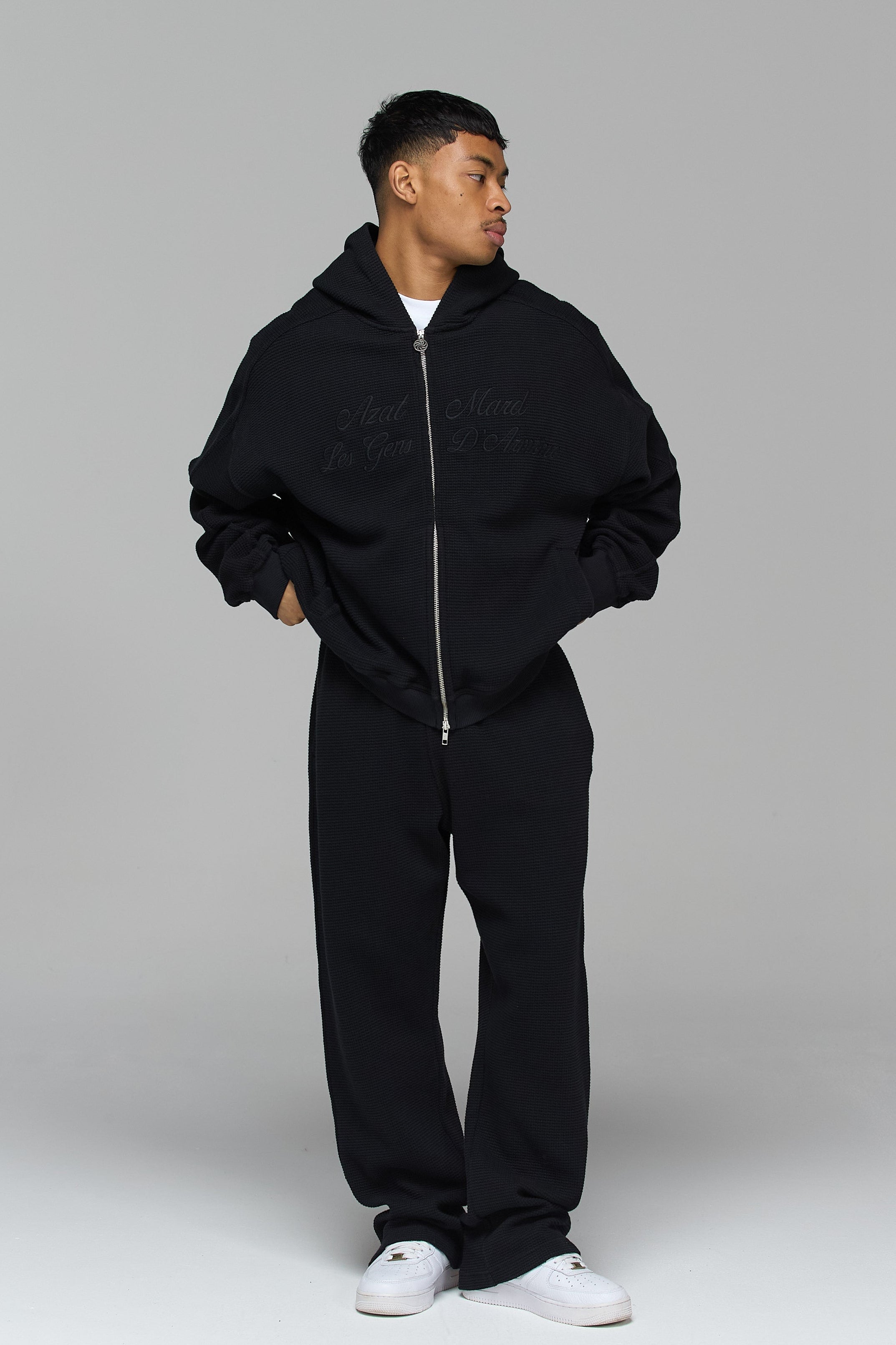 LES GENS SIGNATURE WAFFLE ZIPPER HOODIE | Azat Mard