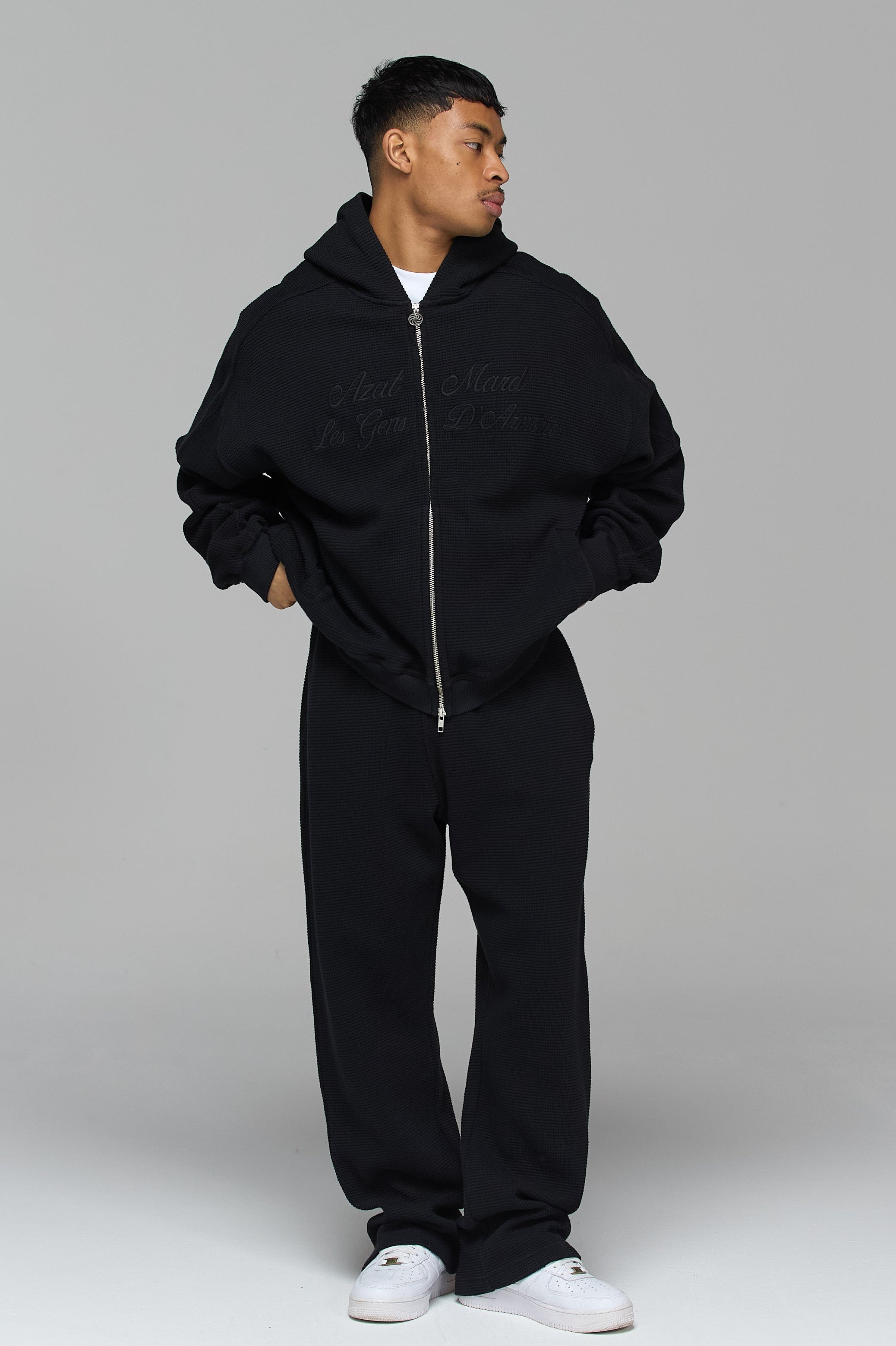LES GENS SIGNATURE WAFFLE ZIPPER HOODIE | Azat Mard