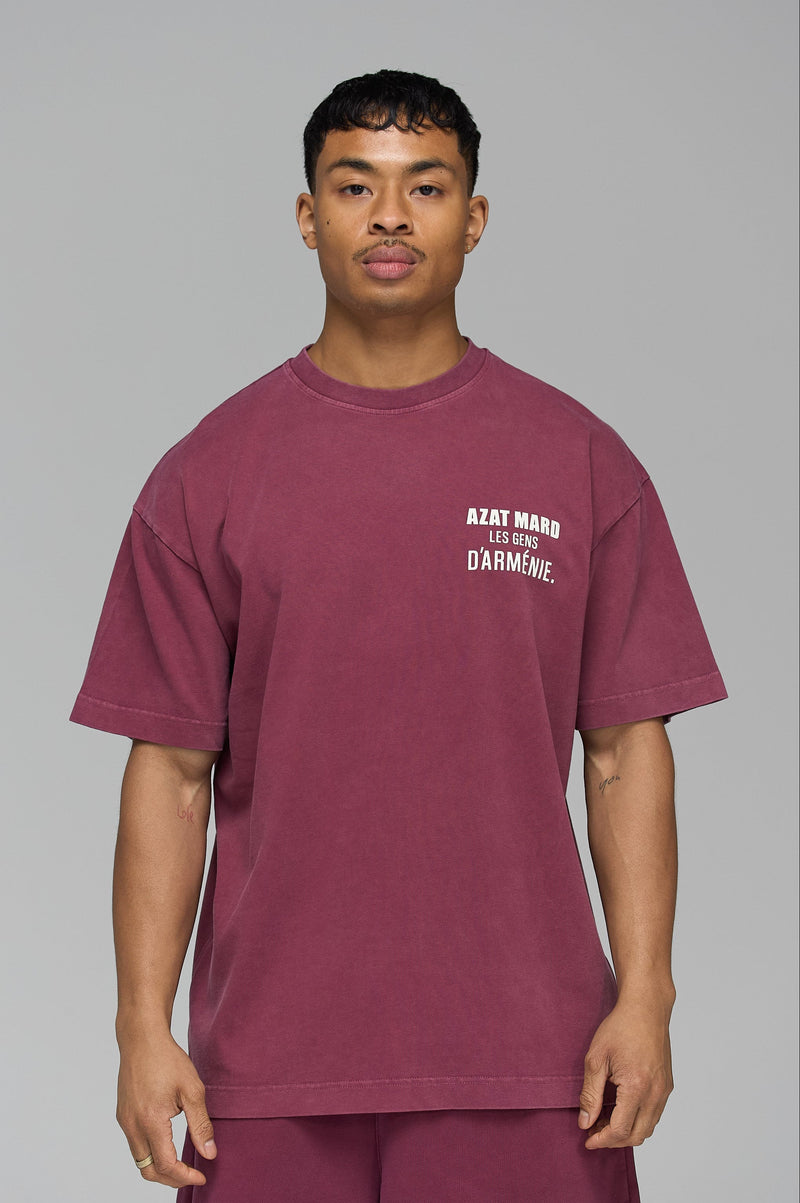 LES GENS WASHED MAROON T-SHIRT