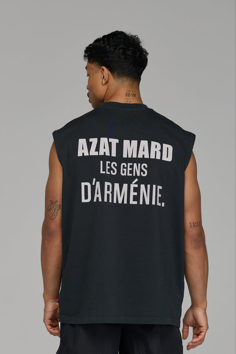 LES GENS SLEEVELESS T-SHIRT IN WASHED BLACK