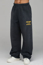 LES GENS WASHED BLACK WITH YELLOW STRAIGHT LEG JOGGERS