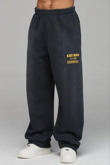 LES GENS WASHED BLACK WITH YELLOW STRAIGHT LEG JOGGERS