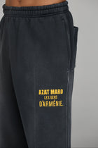 LES GENS WASHED BLACK WITH YELLOW STRAIGHT LEG JOGGERS