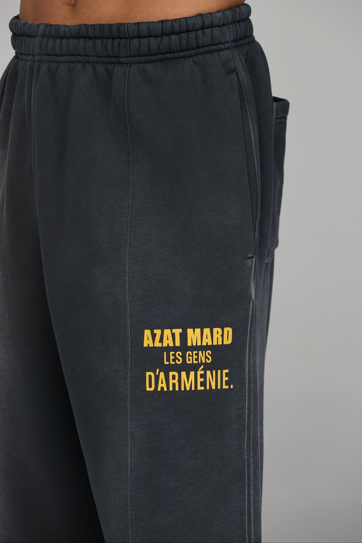 LES GENS WASHED BLACK WITH YELLOW STRAIGHT LEG JOGGERS