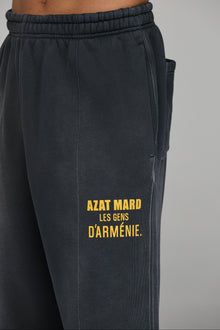 LES GENS WASHED BLACK WITH YELLOW STRAIGHT LEG JOGGERS