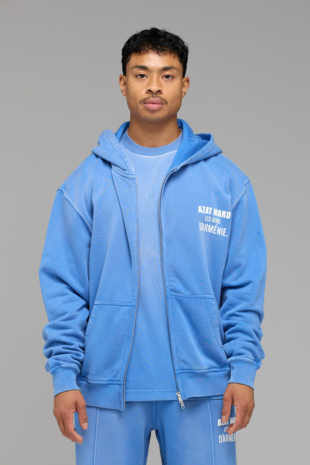 LES GENS MALIBU BLUE ZIPPER HOODIE