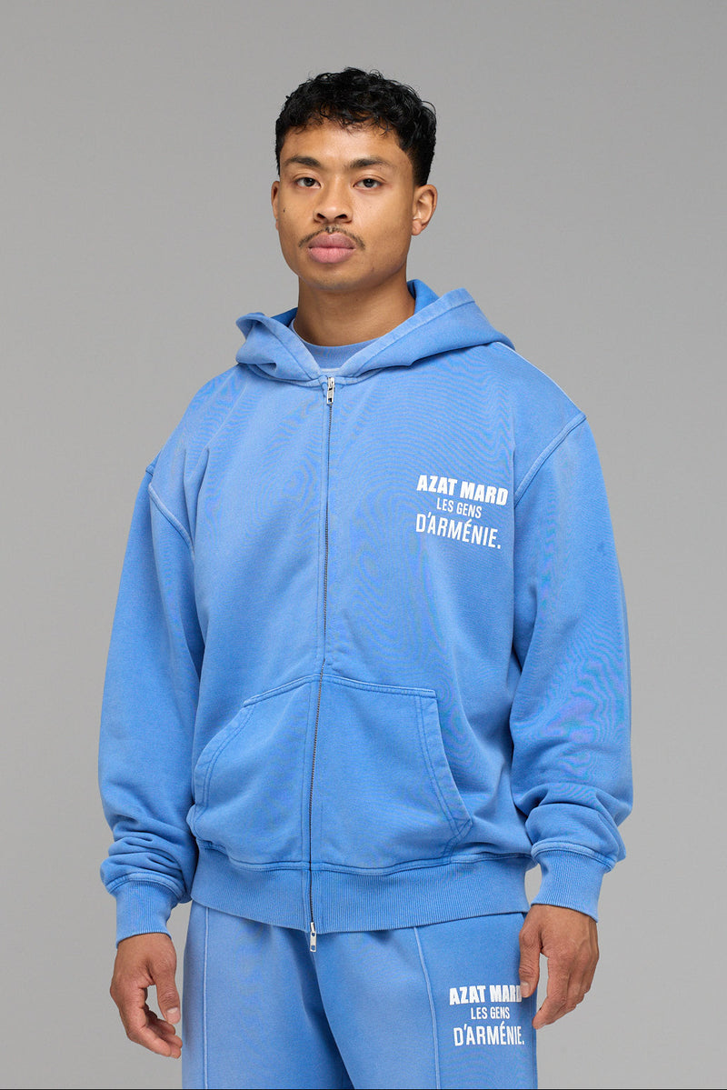 LES GENS MALIBU BLUE ZIPPER HOODIE
