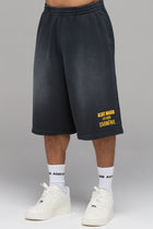 LES GENS JOGGER MIT GERADEM BEIN IN WASCHUNG SCHWARZ MIT GELB