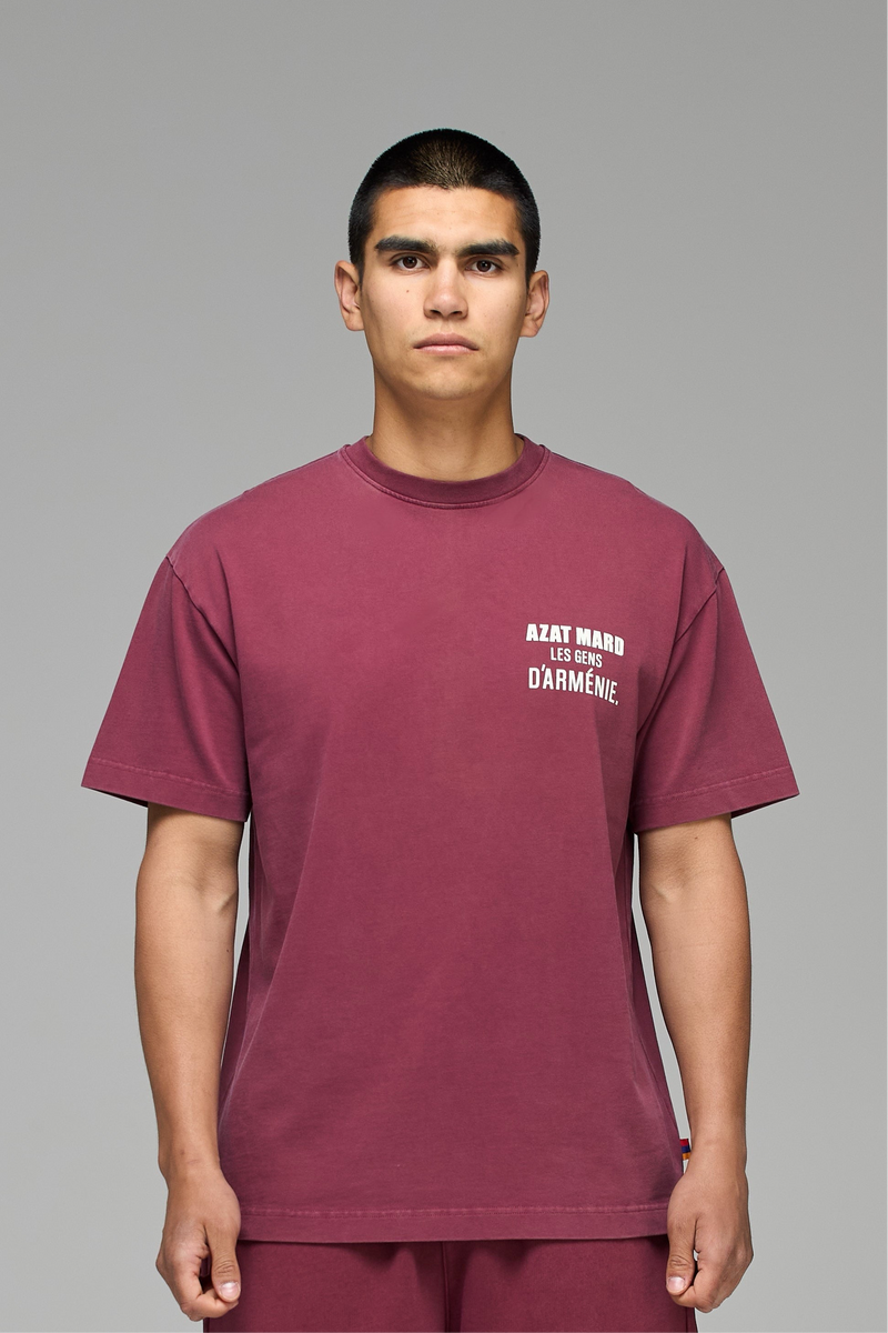 LES GENS WASHED MAROON T-SHIRT