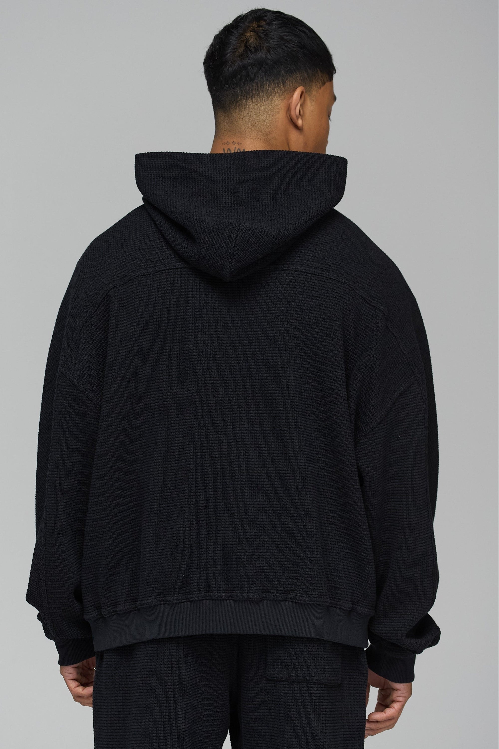 LES GENS SIGNATURE WAFFLE ZIPPER HOODIE