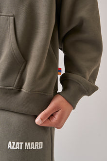 KHAKI/WHITE HOODIE