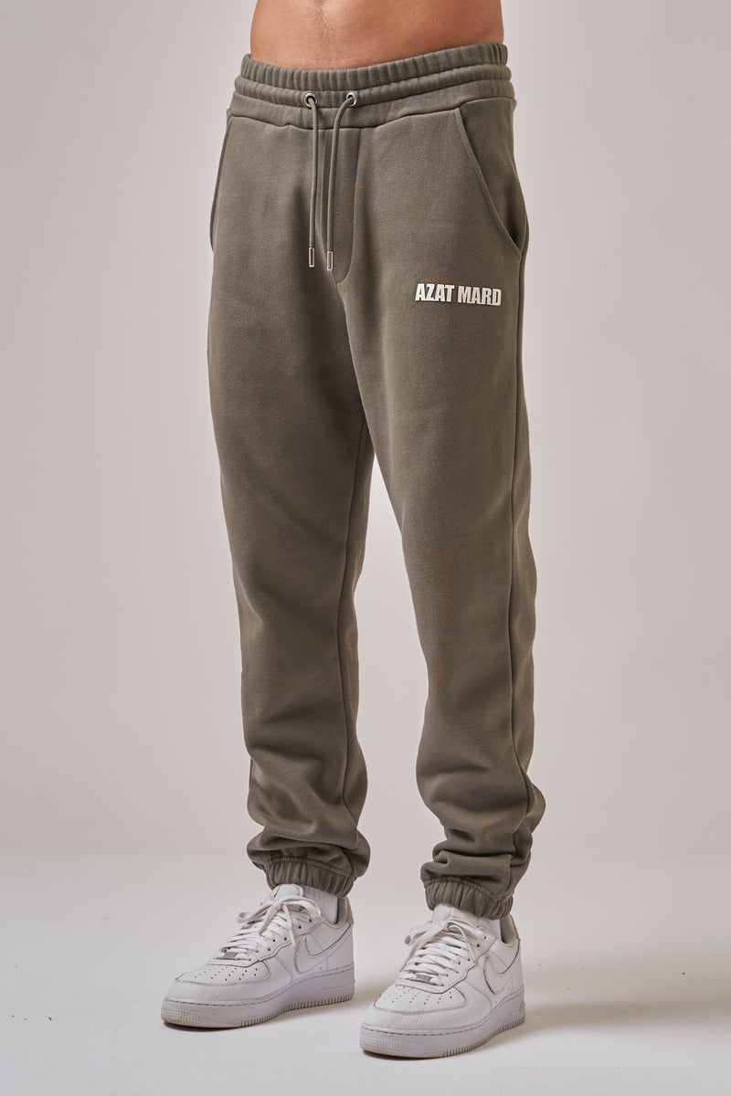 KHAKI/WHITE LOGO JOGGERS