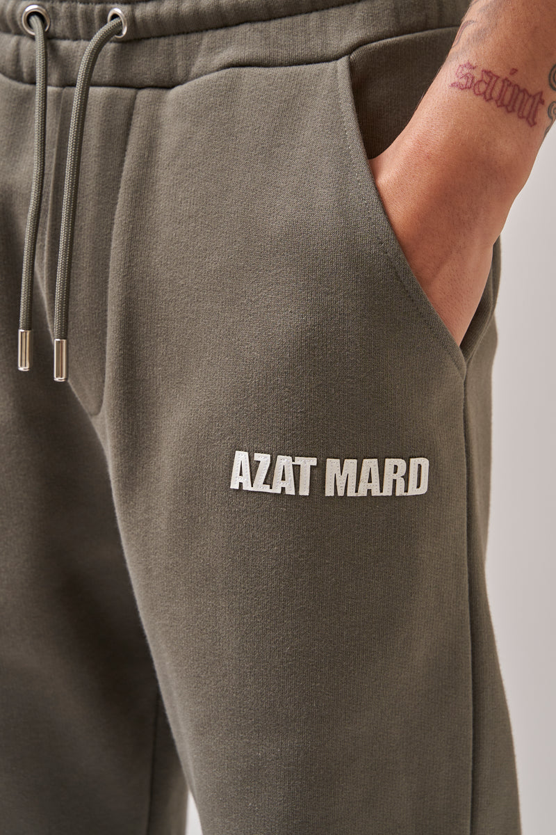 KHAKI/WHITE LOGO JOGGERS