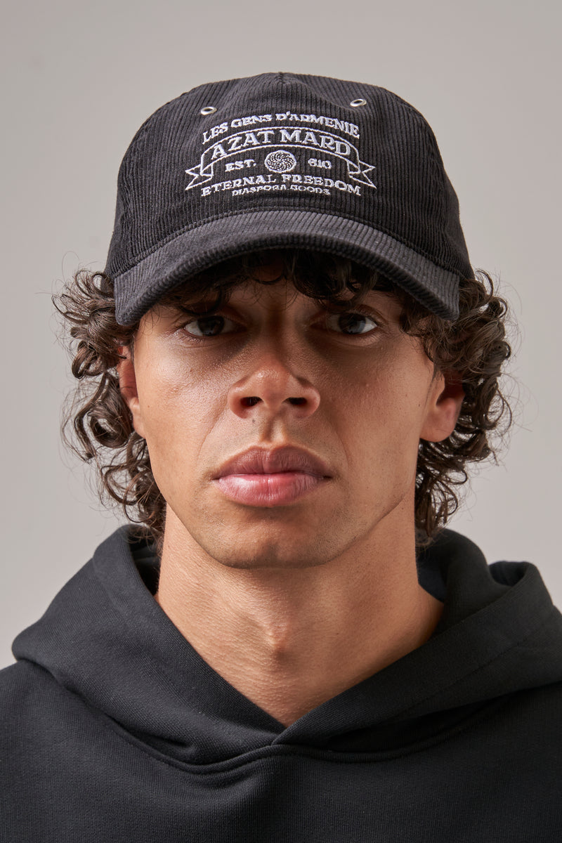 ETERNAL FREEDOM BLACK CORDUROY BASEBALL CAP