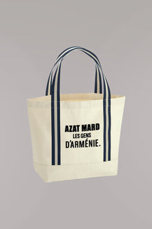 AZAT MARD ORGANIC BEACH BAG WITH NAVY STRAP