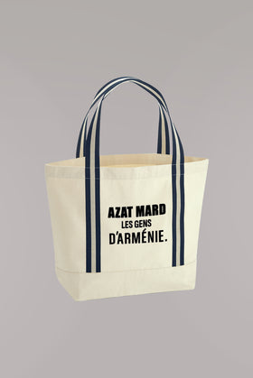 AZAT MARD ORGANIC BEACH BAG WITH NAVY STRAP