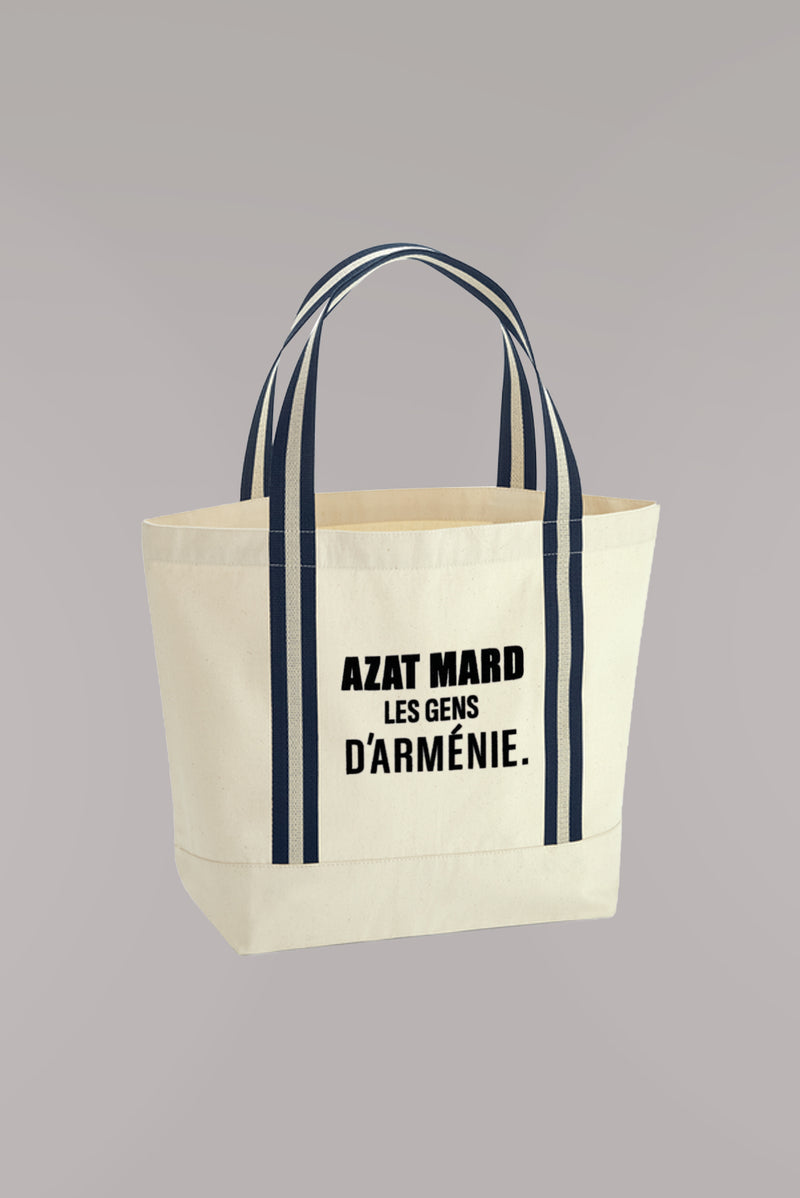 AZAT MARD ORGANIC BEACH BAG WITH NAVY STRAP