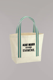 AZAT MARD ORGANIC BEACH BAG WITH GREEN STRAP