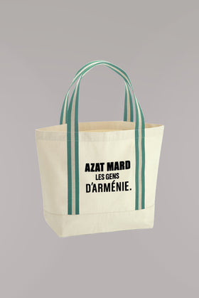 AZAT MARD ORGANIC BEACH BAG WITH GREEN STRAP