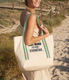 AZAT MARD ORGANIC BEACH BAG WITH GREEN STRAP