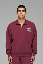 LES GENS MAROON QUARTER ZIP SWEATER