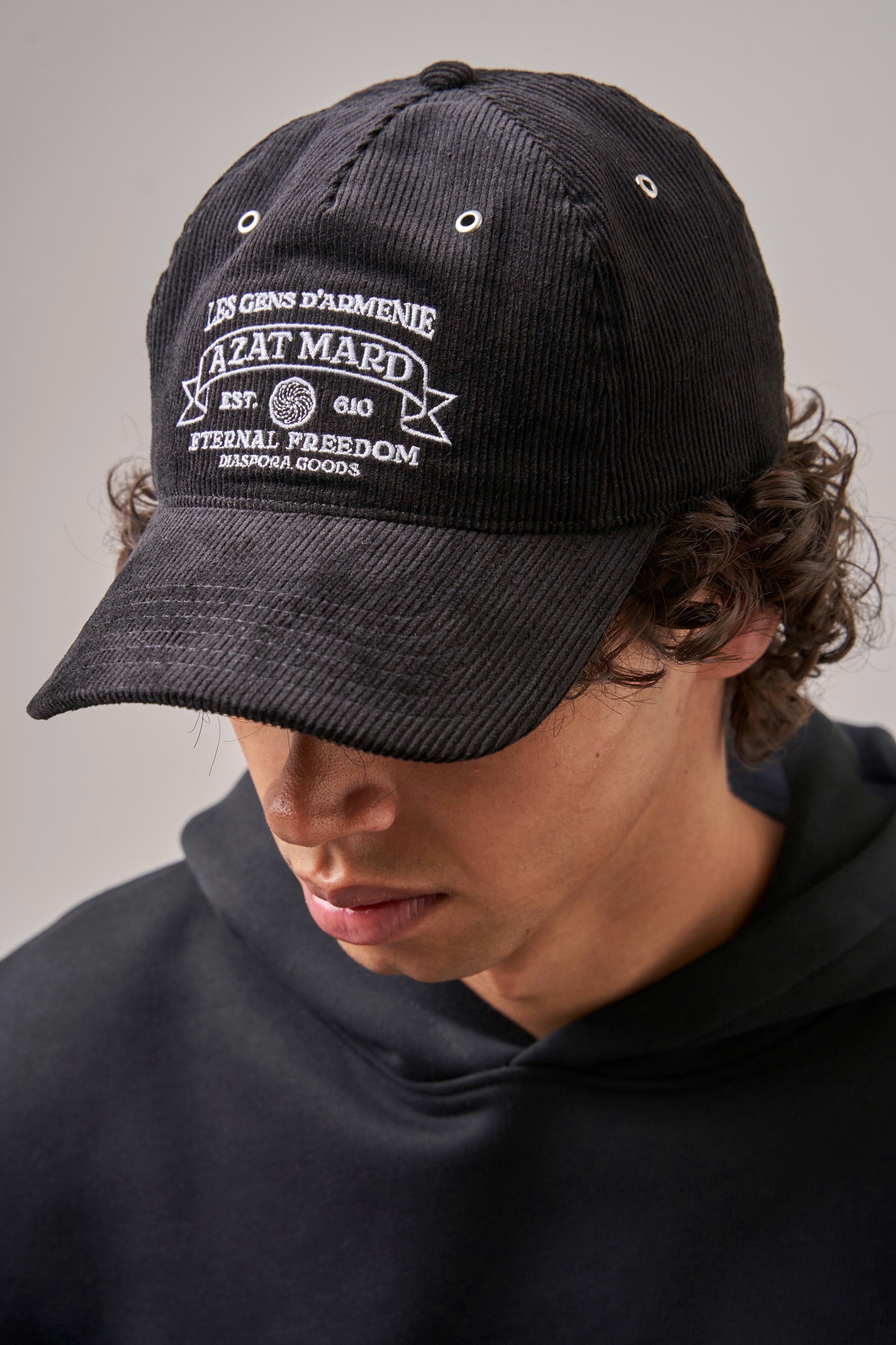 ETERNAL FREEDOM BLACK CORDUROY BASEBALL CAP