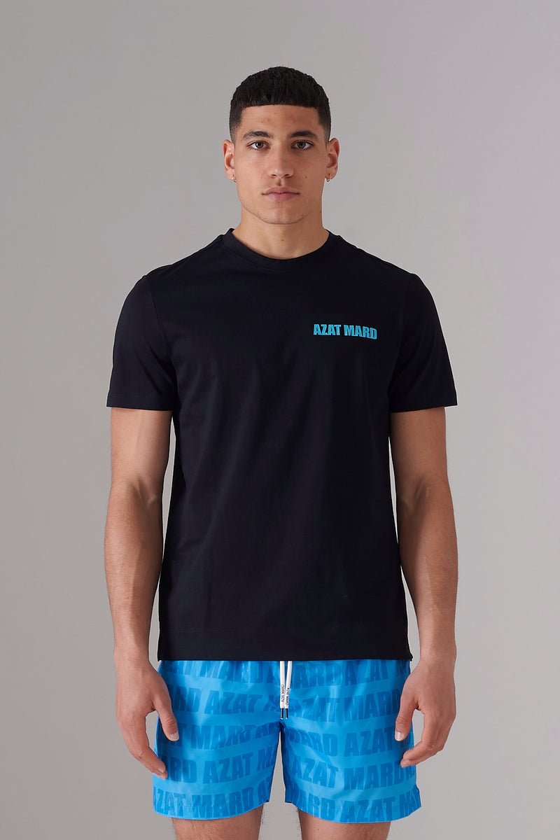 BLACK/BLUE MERCERISED T-SHIRT