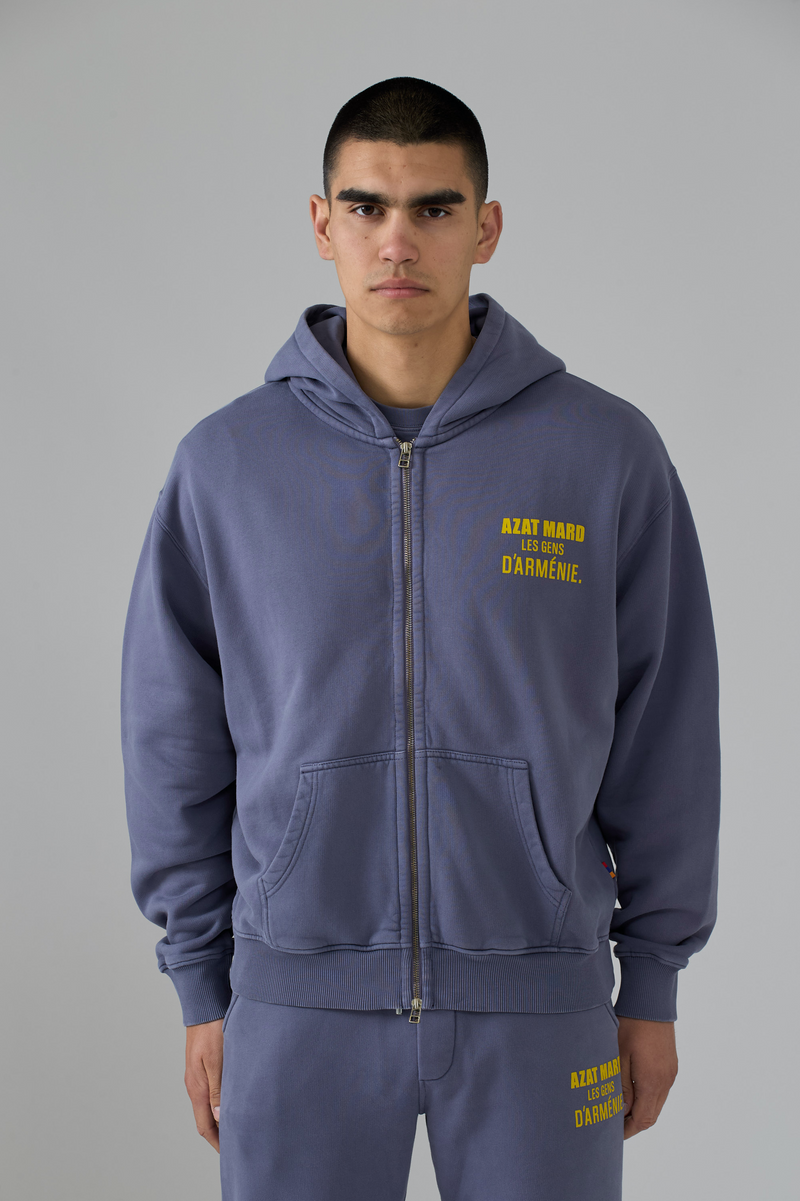 LES GENS WASHED NAVY ZIPPER HOODIE