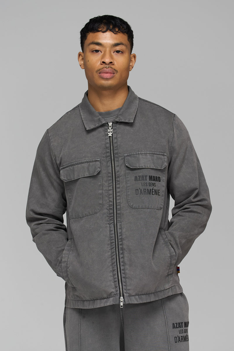 LES GENS WASHED CHARCOAL TWILL JACKET