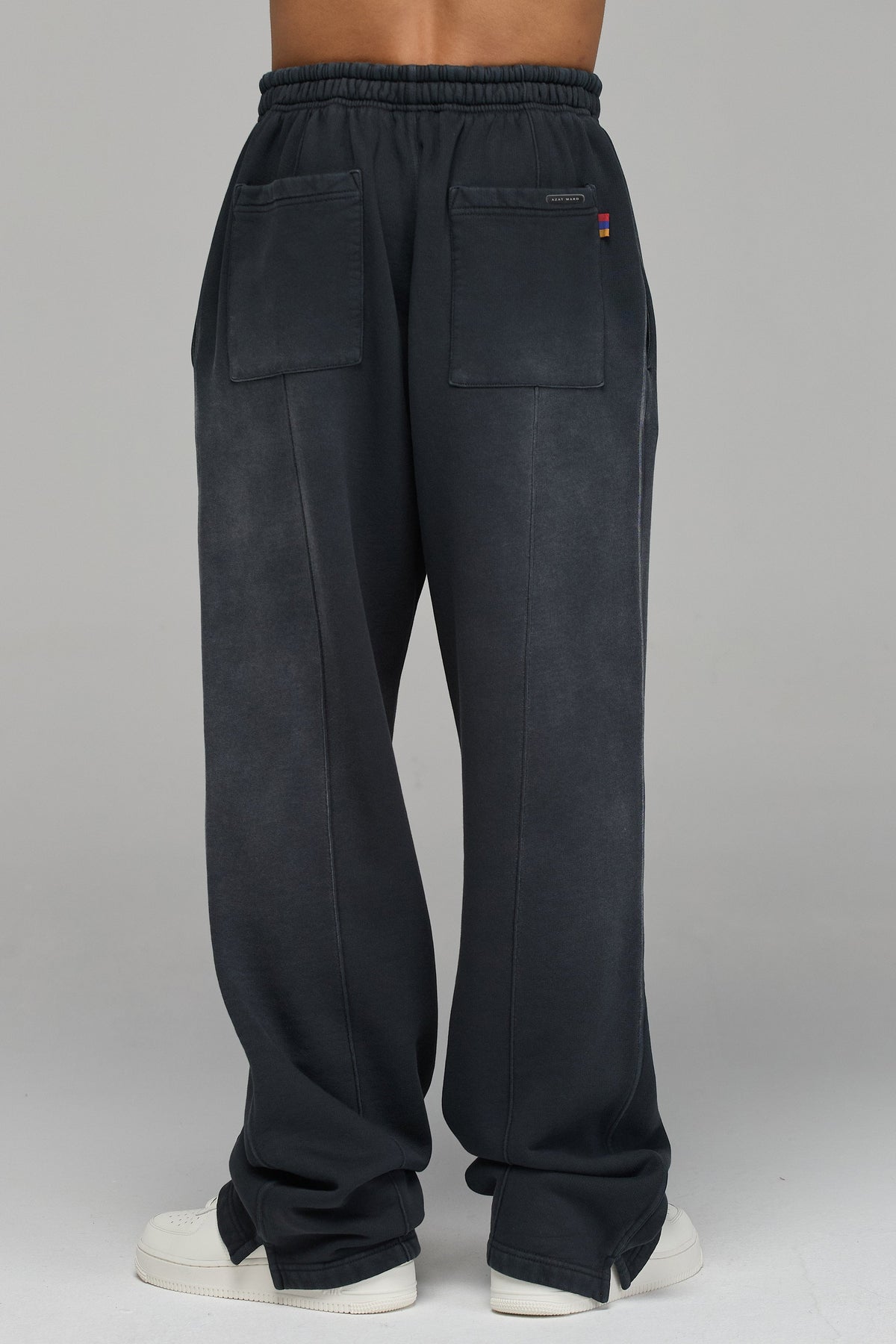 LES GENS WASHED BLACK WITH YELLOW STRAIGHT LEG JOGGERS
