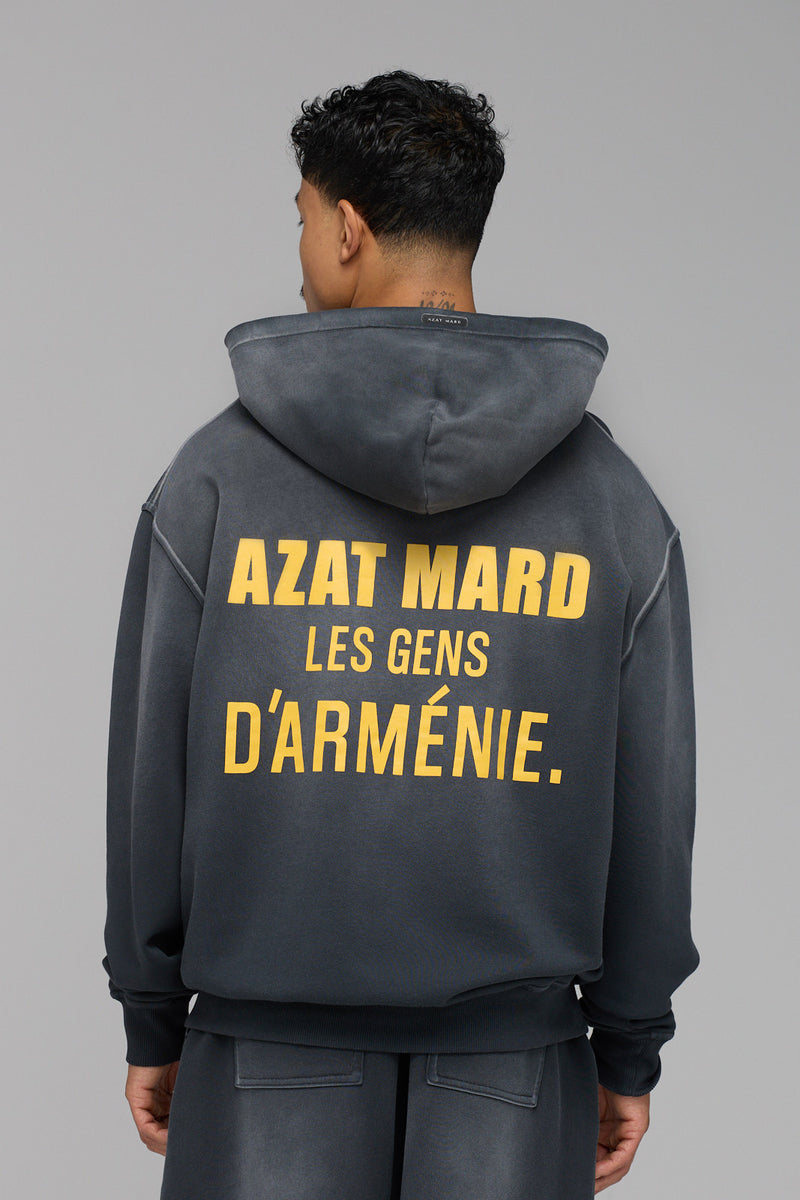 LES GENS WASHED BLACK WITH YELLOW HOODIE