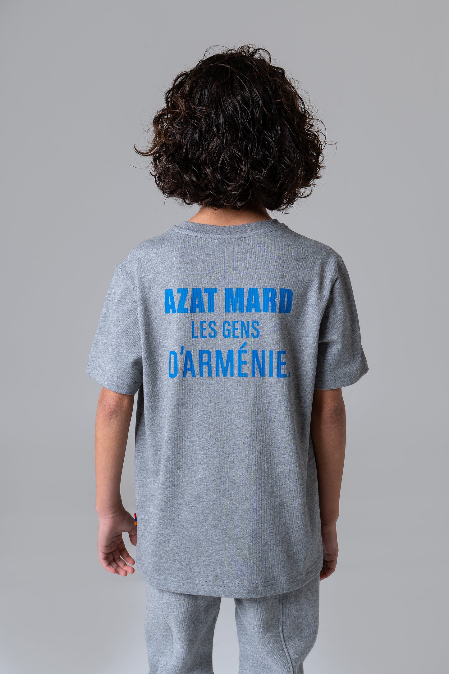 LES GENS HEATHER GREY/BLUE KIDS T-SHIRT