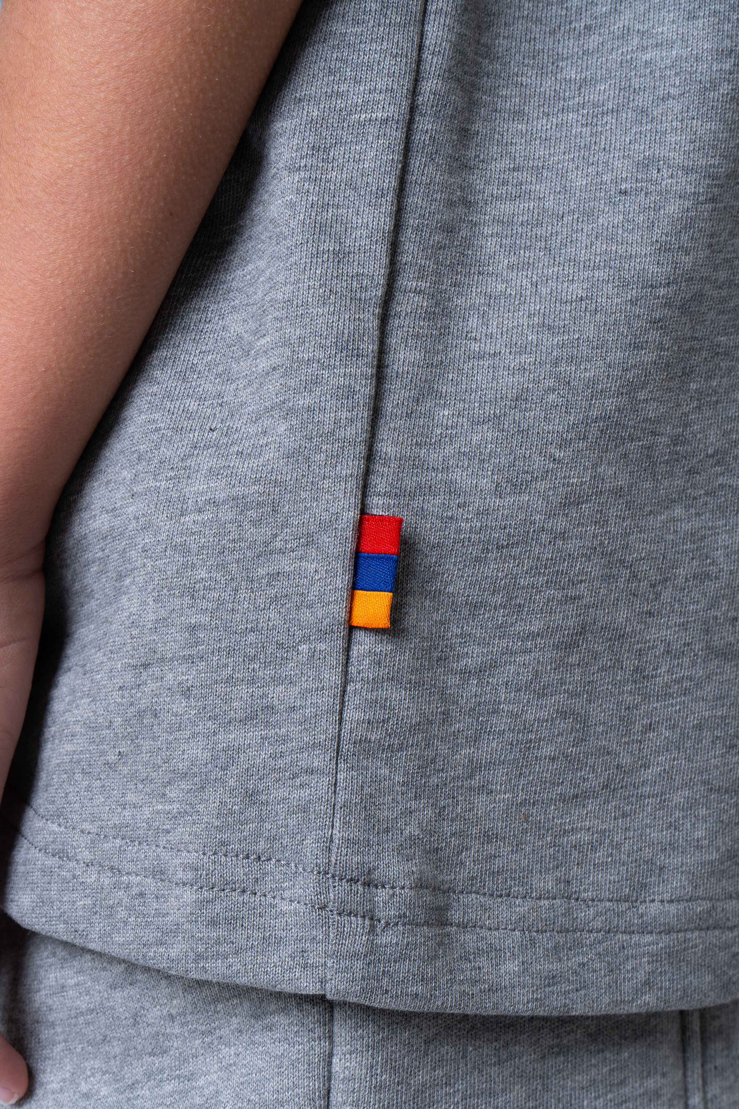 LES GENS HEATHER GREY/BLUE KIDS T-SHIRT