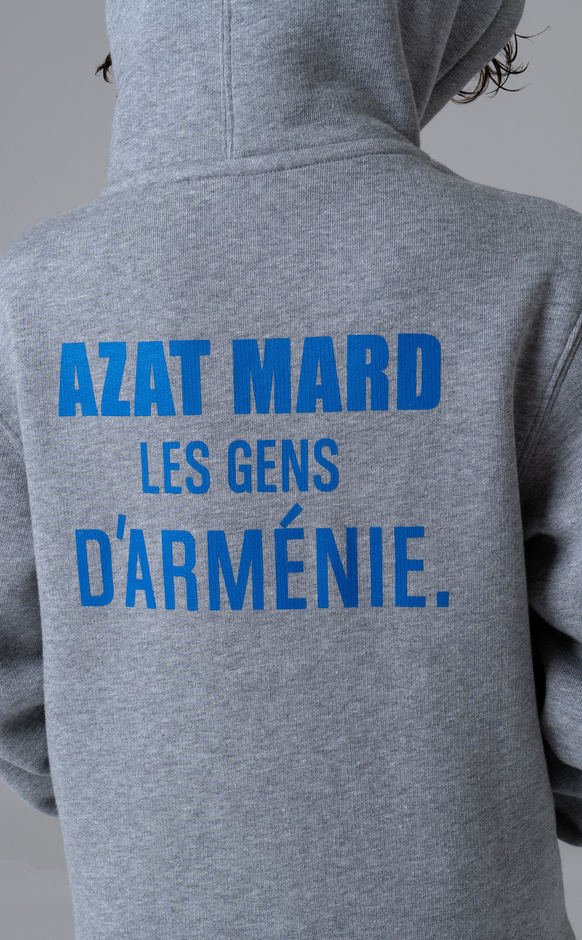 LES GENS HEATHER GREY/BLUE KIDS HOODIE