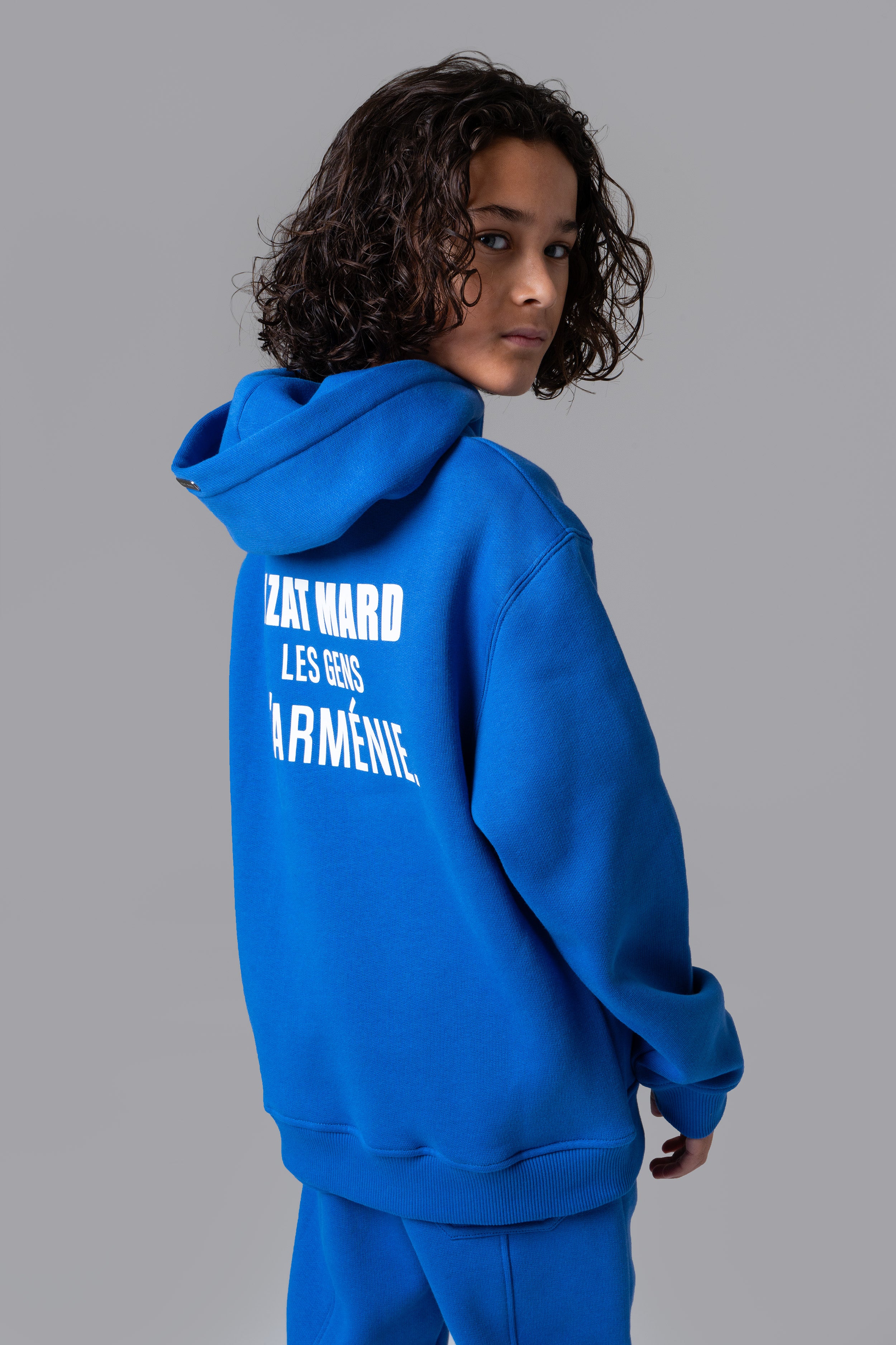 LES GENS COBALT BLUE/WHITE KIDS HOODIE