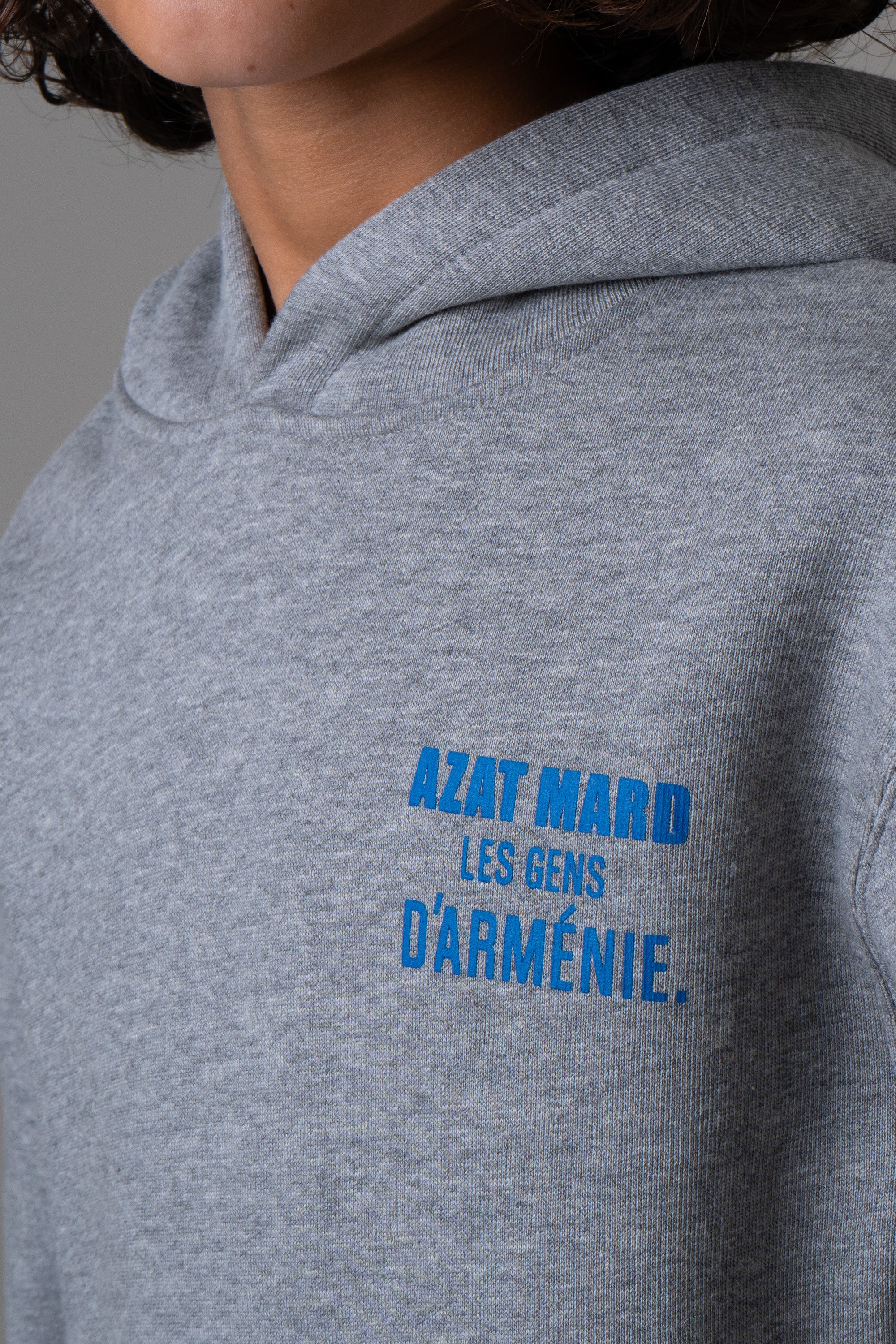 LES GENS HEATHER GREY/BLUE KIDS HOODIE