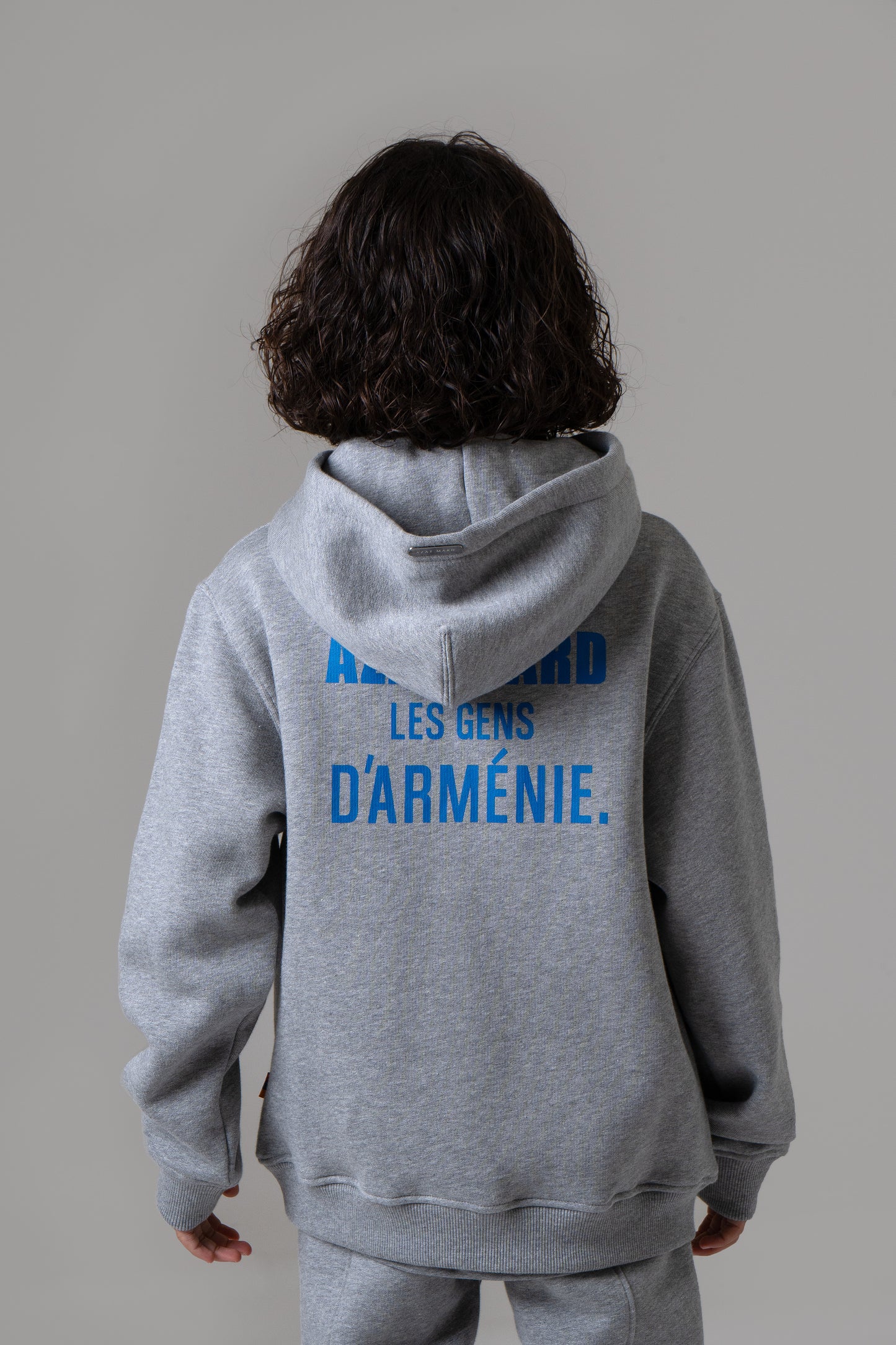 LES GENS HEATHER GREY/BLUE KIDS HOODIE