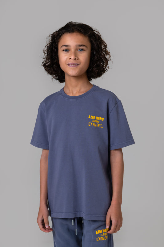 LES GENS WASHED NAVY/YELLOW KIDS T-SHIRT