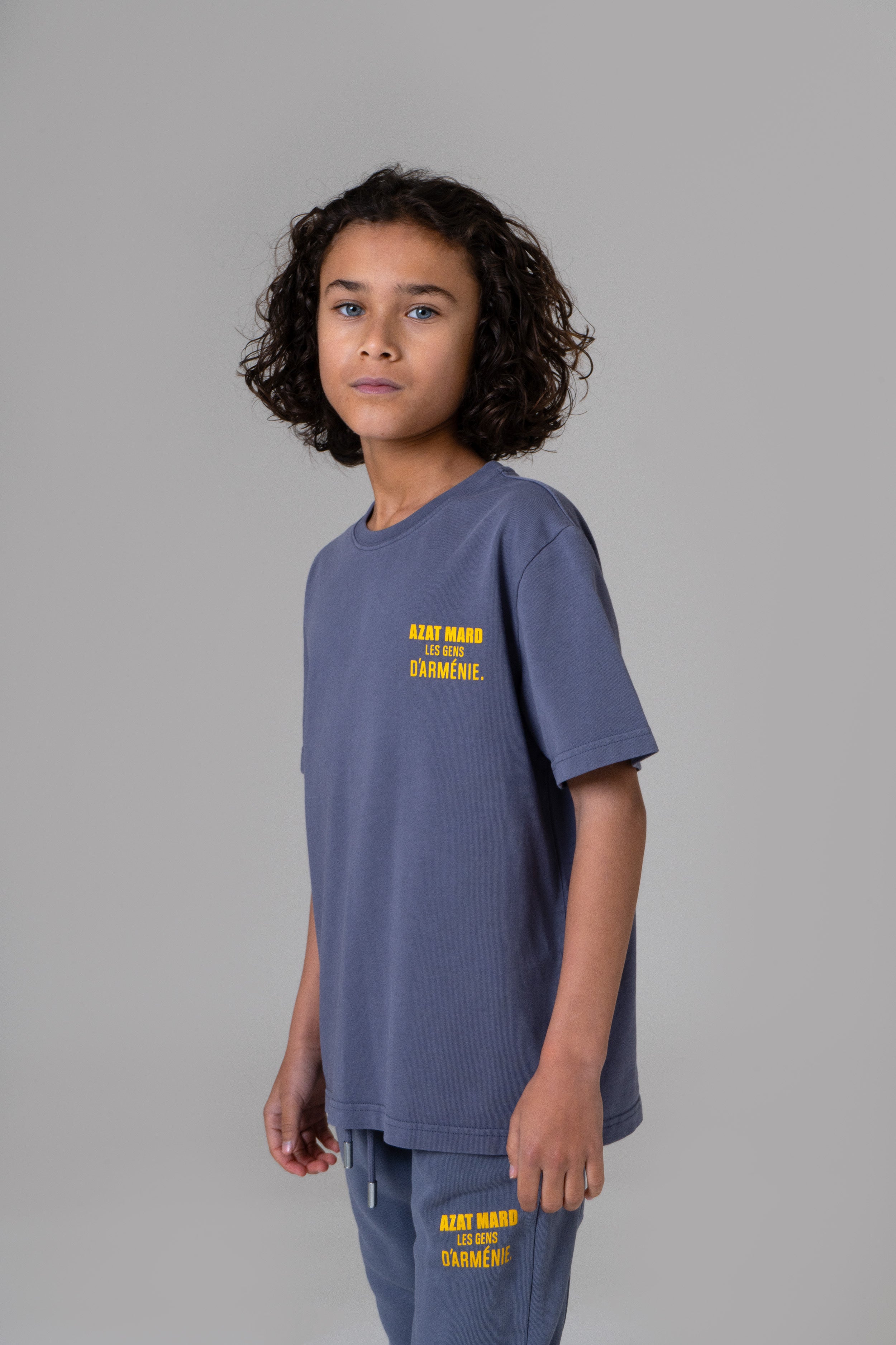 LES GENS WASHED NAVY/YELLOW KIDS T-SHIRT