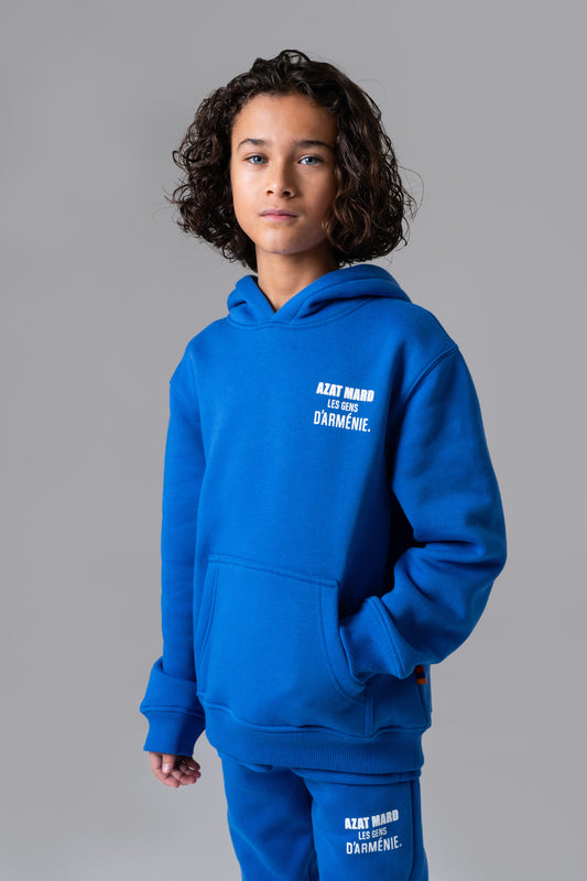 LES GENS COBALT BLUE/WHITE KIDS HOODIE