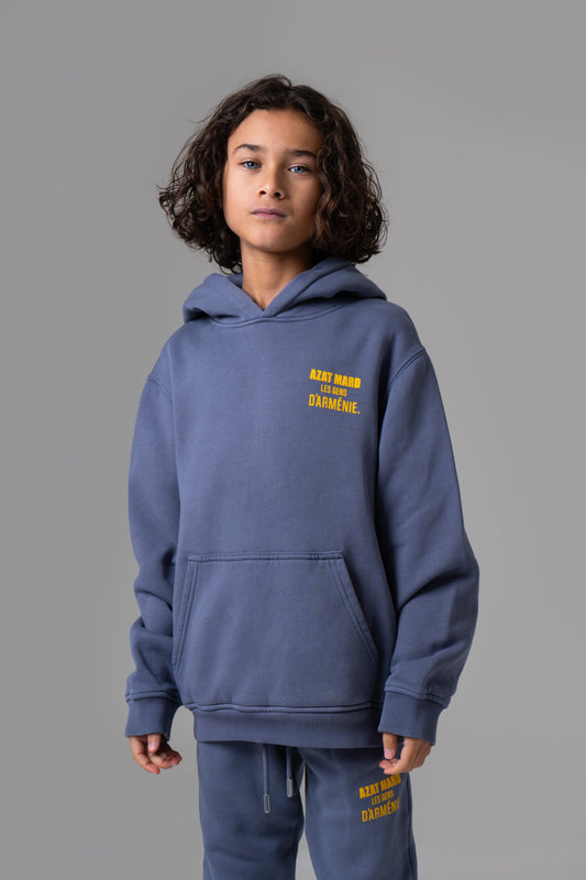 LES GENS WASHED NAVY/YELLOW KIDS HOODIE