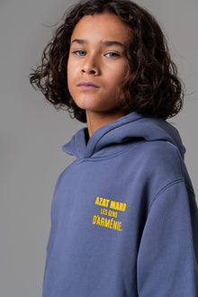 LES GENS WASHED NAVY/YELLOW KIDS HOODIE