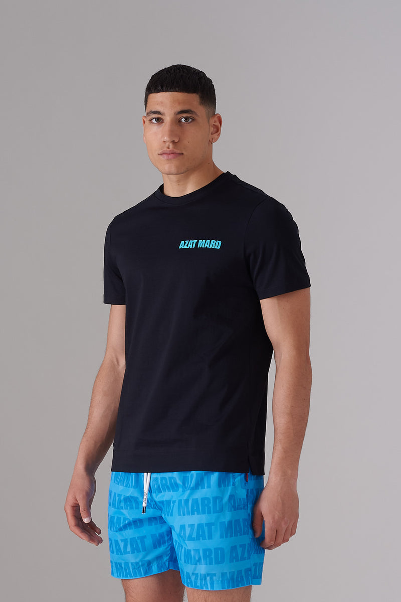 BLACK/BLUE MERCERISED T-SHIRT