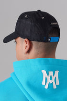 BLACK ON BLACK BLUE SNAP MESH CAP