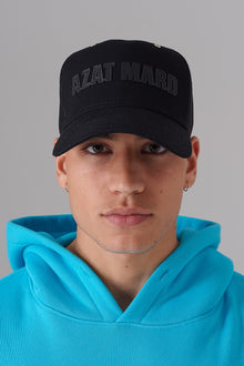 BLACK ON BLACK BLUE SNAP MESH CAP