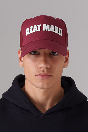 MAROON AND WHITE IMPACT MESH CAP