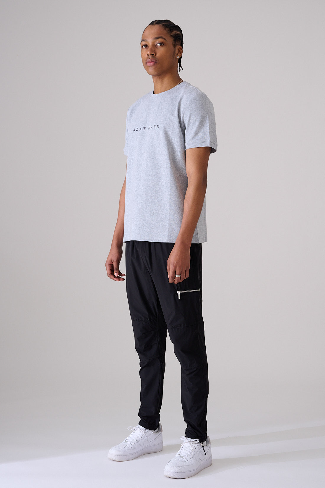 GREY SLIM-FITTED PRINTED COTTON JERSEY T-SHIRT