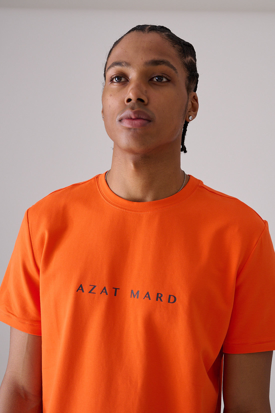 ORANGE SLIM-FITTED PRINTED COTTON JERSEY T-SHIRT