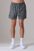 Khaki Wave Print Swim Shorts