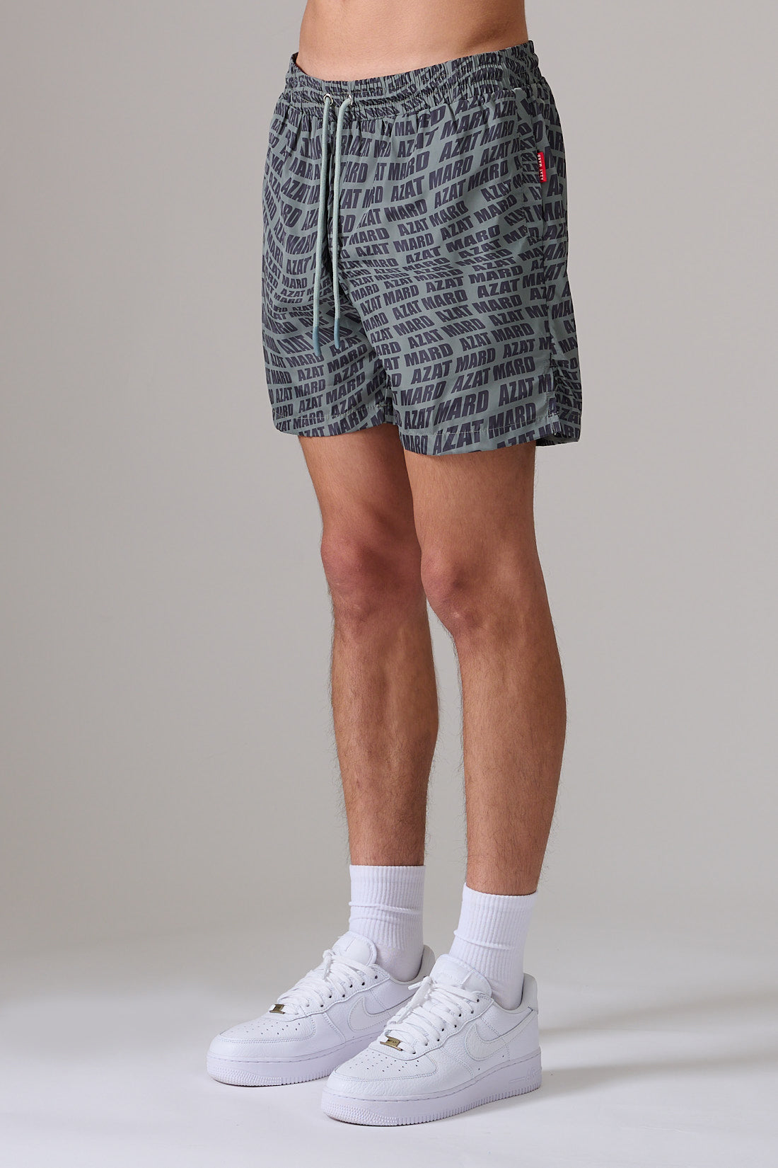 Khaki Wave Print Swim Shorts